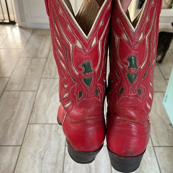VTG Ralph Lauren Red Phoenix Bird Cowboy Boots Size 7 - Picture 4 of 12
